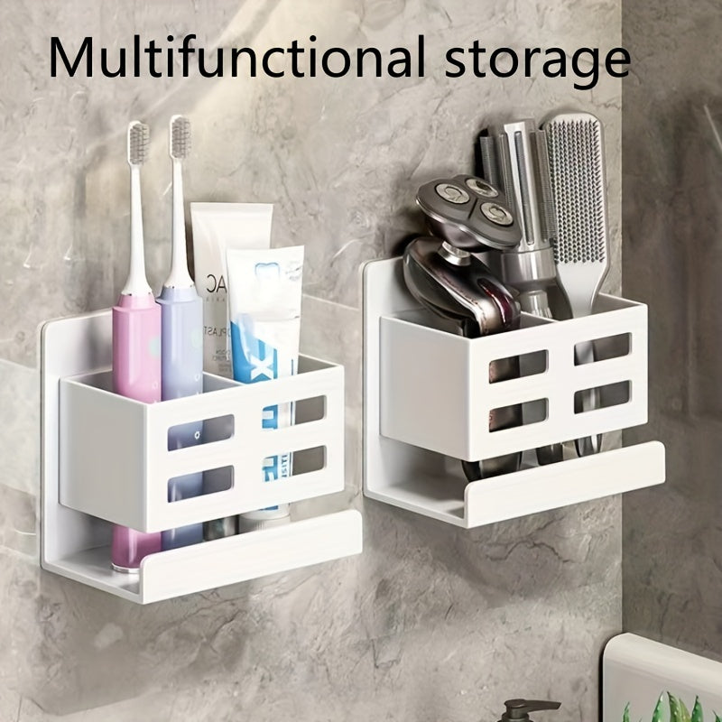 Perforated Plastic Wall-Mounted Cosmetic Storage Rack: Large Capacity, Easy Installation, No Punching, Suitable for Bathroom Use