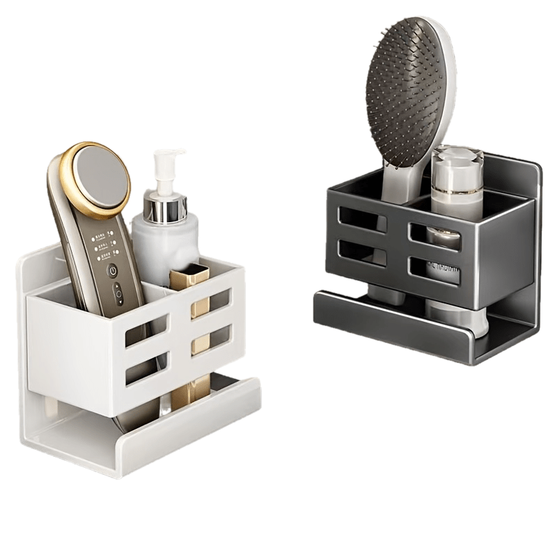 Perforated Plastic Wall-Mounted Cosmetic Storage Rack: Large Capacity, Easy Installation, No Punching, Suitable for Bathroom Use