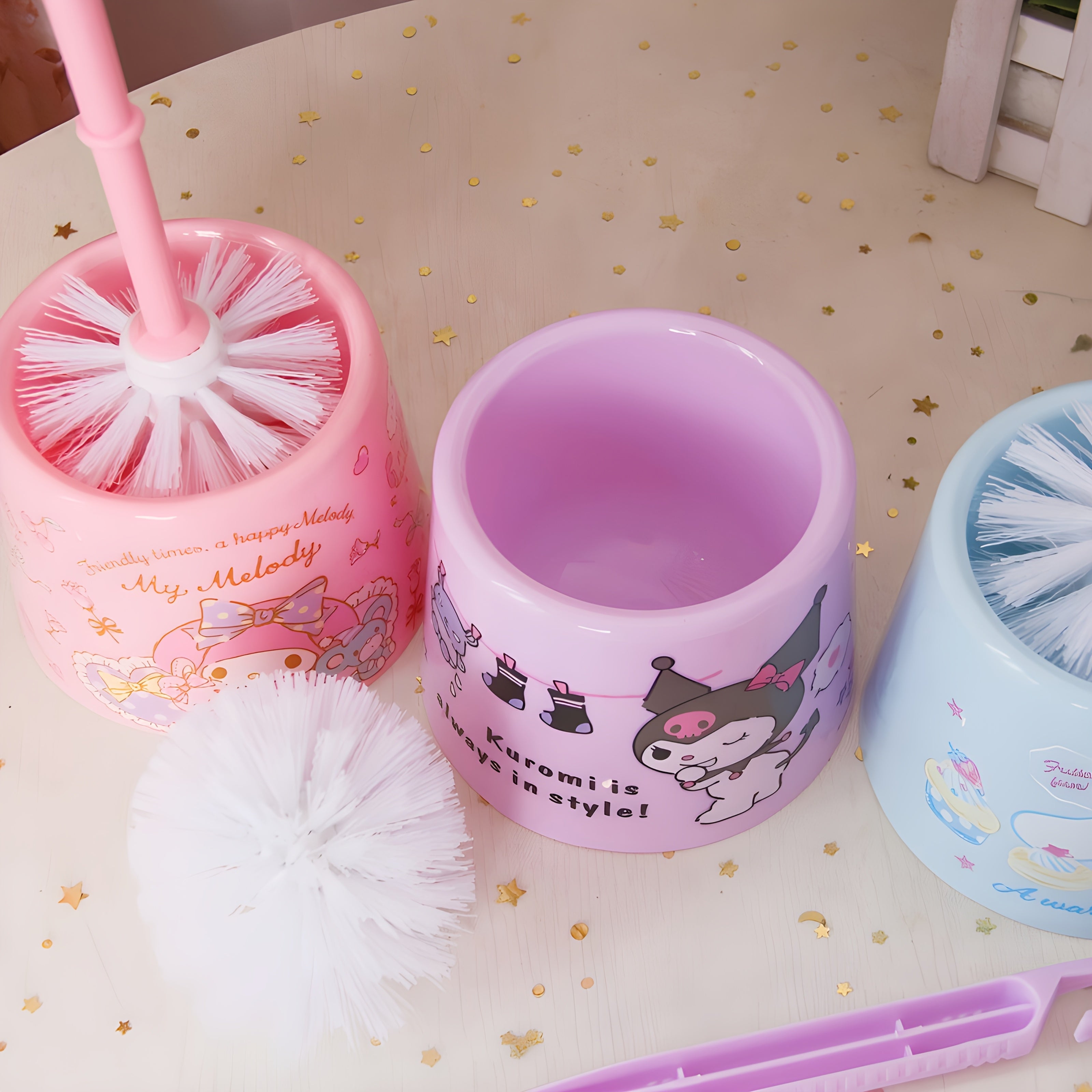 For Hello Kitty for Kuromi for Cinnamoroll for My Melody Toilet Brush Set, Durable Plastic, Easy-to-Use, Creative Design, Ideal for Home Bathroom Cleaning, Bathroom Accessories | Playful Design | Durable Plastic, Toilet Brush