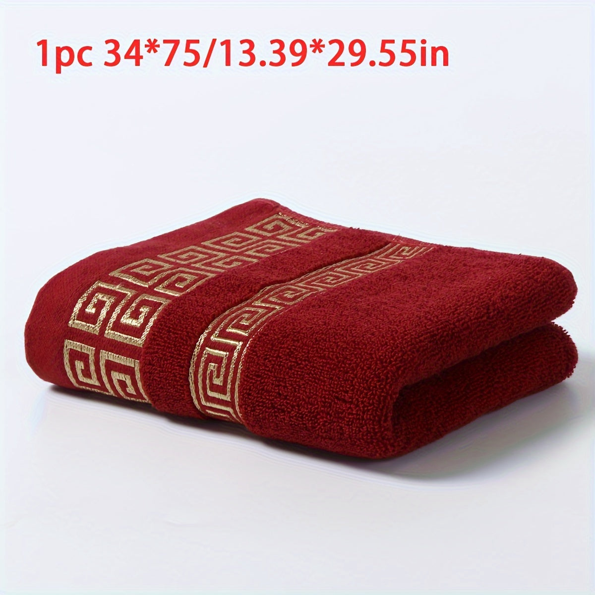 Luxurious Pure Cotton Geometric Pattern Towel - Soft, Absorbent, Quick-Dry for Bath or Face, 13.39x29.53inch or 27.56x55.12inch, Black with Golden Thread, Modern Design, Hand Wash Only, Bath Towels