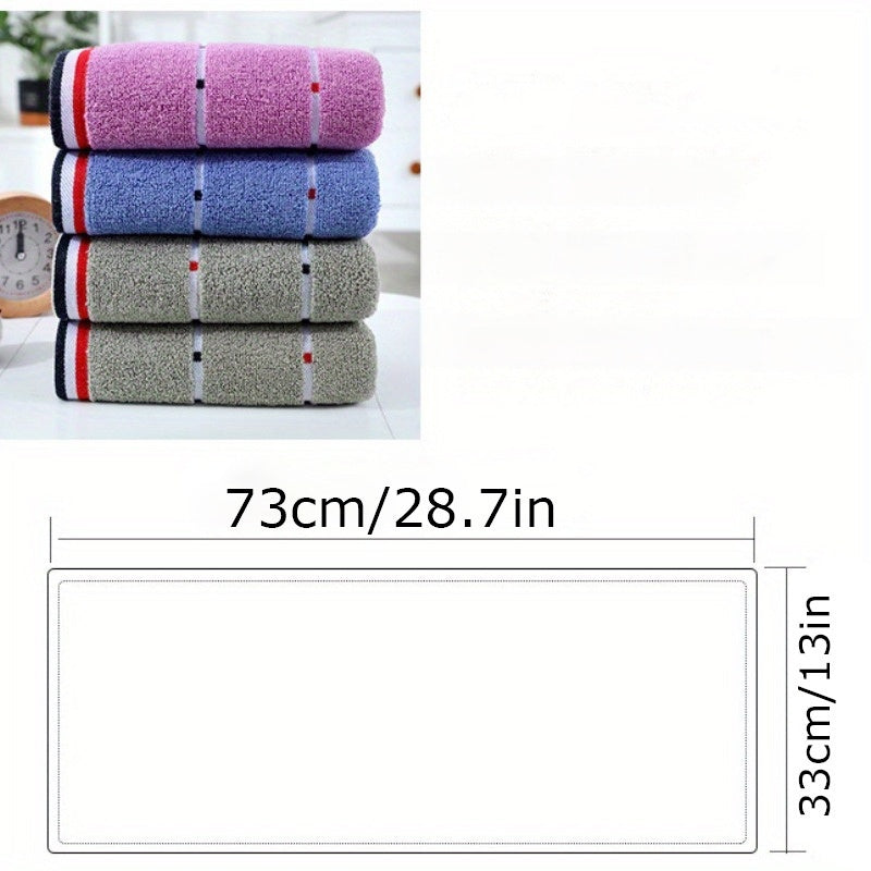 1pc Ultra-Absorbent Thick Towel for Adults - Pink, Blue & Gray Striped Design - Perfect for Face, Sweat, Outdoor & Camping Use - Modern Rectangular Hand or Dry Clean Towel