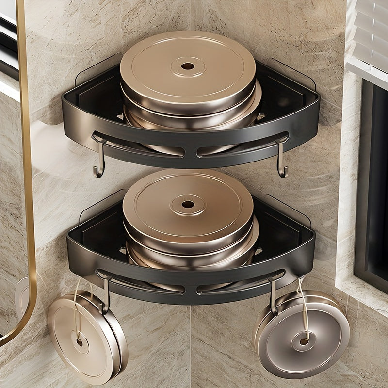 2pcs Space-Saving Triangle Corner Shelves - Durable Wall-Mounted Bathroom Organizer for Shampoo, Shower Gel & Cosmetics - Easy Install, Anti-Slip Design, Christmas\u002FHalloween Gift Decoration