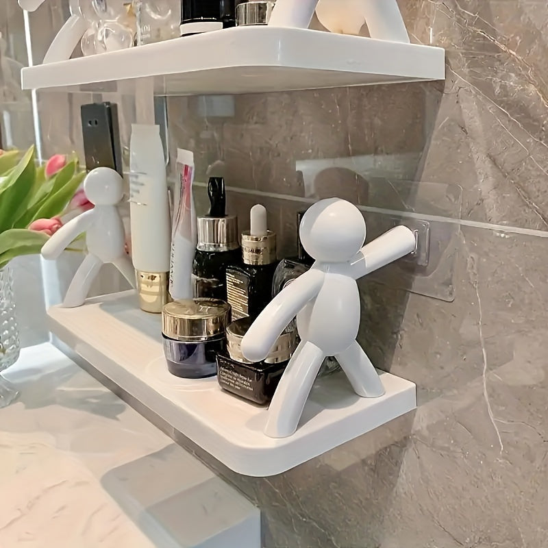 Chic Humanoid Wall-Mounted Storage Shelf - Modern Plastic Organizer for Kitchen & Bathroom