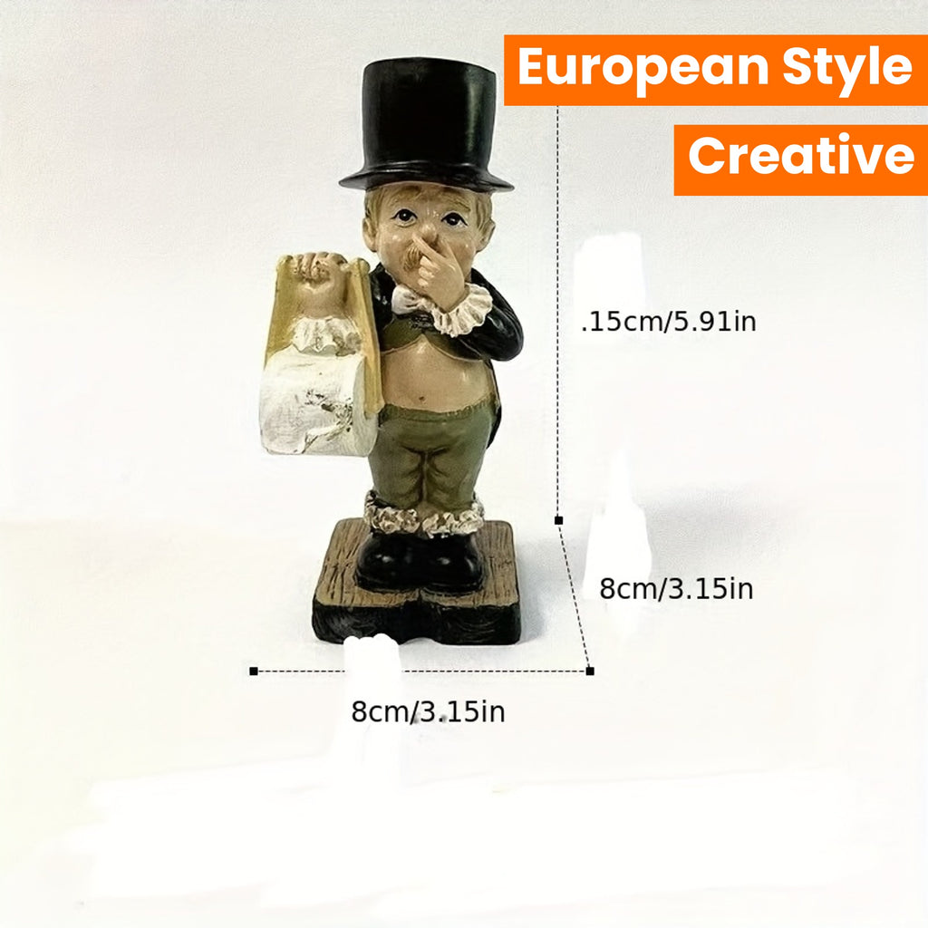 Room Decor Resin Gentleman Tissue Holder Figurine, Creative European Style Modern Simple Home Decor, Fashionable Personality Decoration for Bathroom and Office