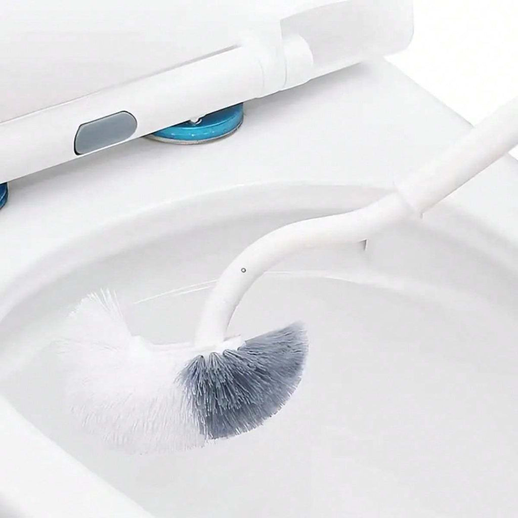 1 Ergonomic C-Shaped Long Handle Toilet Brush - Manual Deep Clean for Bathroom, Kitchen, Bedroom, Car - Reusable, Portable, No Power Required, with Groove Cleaning Head