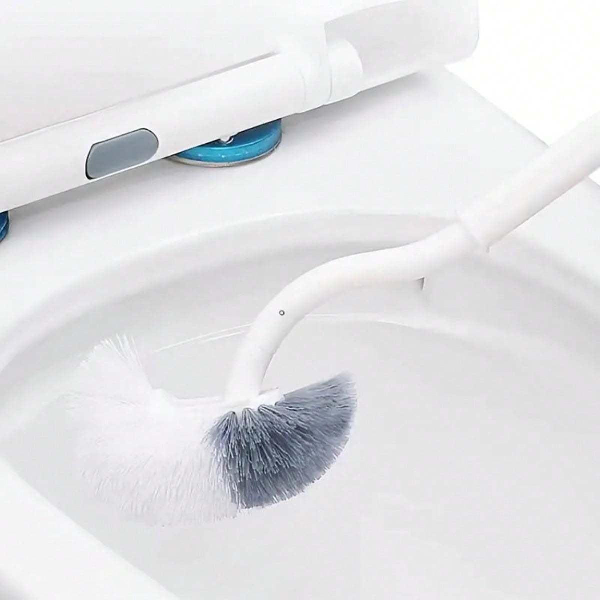 1 Ergonomic C-Shaped Long Handle Toilet Brush - Manual Deep Clean for Bathroom, Kitchen, Bedroom, Car - Reusable, Portable, No Power Required, with Groove Cleaning Head