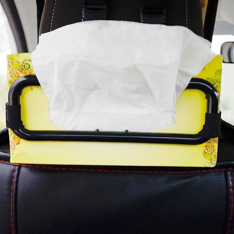 1pc Universal Car Tissue Holder with Adjustable Strap - Yellow Plastic Box for Napkins, Paper Towels, and Tissues - Ideal for Sun Visors and Center Console Storage, Center Console Organizer|Decorative Box|Durable Plastic, Tissue Box Holder