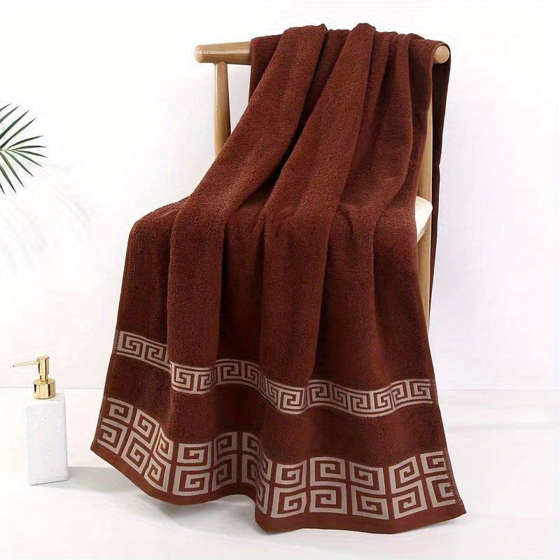 Luxurious Pure Cotton Geometric Pattern Towel - Soft, Absorbent, Quick-Dry for Bath or Face, 13.39x29.53inch or 27.56x55.12inch, Black with Golden Thread, Modern Design, Hand Wash Only, Bath Towels