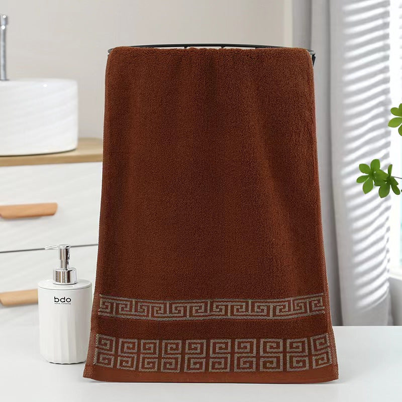 Luxurious Pure Cotton Geometric Pattern Towel - Soft, Absorbent, Quick-Dry for Bath or Face, 13.39x29.53inch or 27.56x55.12inch, Black with Golden Thread, Modern Design, Hand Wash Only, Bath Towels