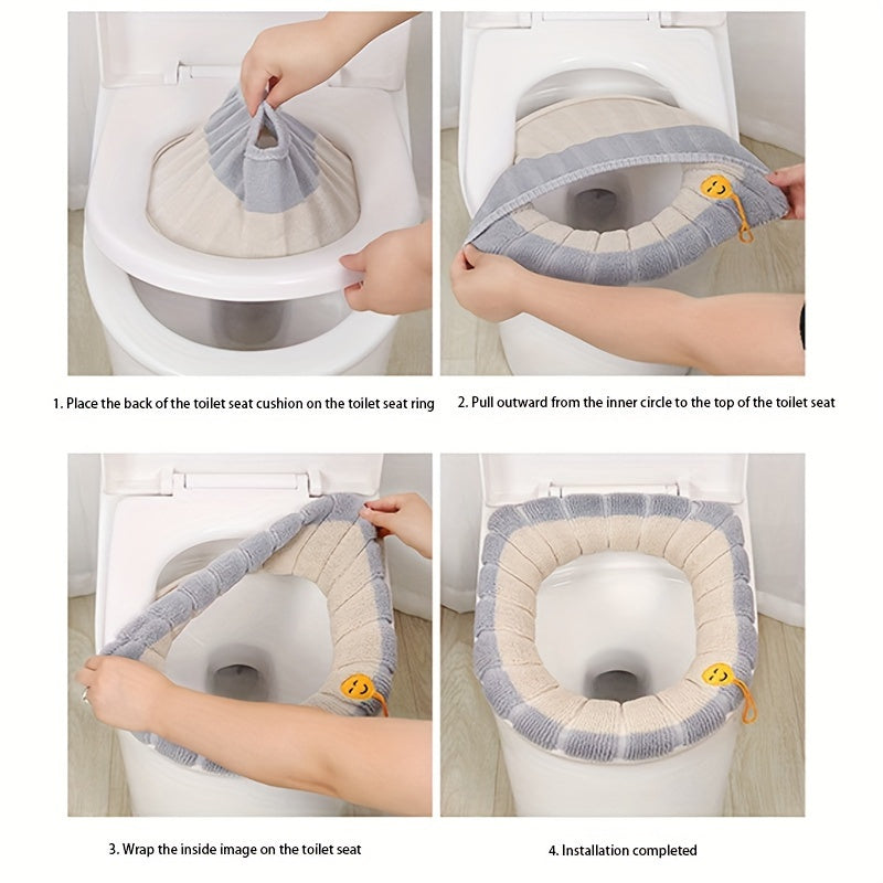 Washable Two-Tone Toilet Seat Cushion - Thickened Winter Comfort, Removable Cover, Medical Grade Material