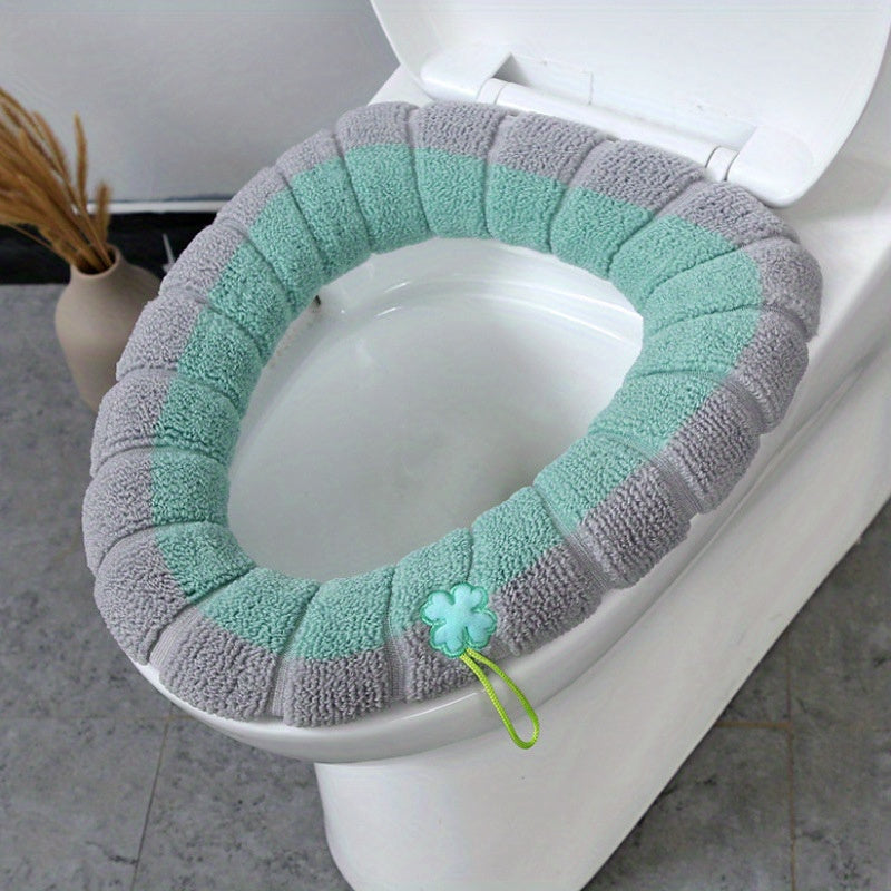 Washable Two-Tone Toilet Seat Cushion - Thickened Winter Comfort, Removable Cover, Medical Grade Material