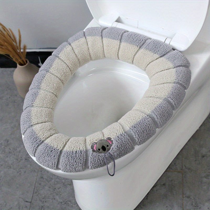Washable Two-Tone Toilet Seat Cushion - Thickened Winter Comfort, Removable Cover, Medical Grade Material