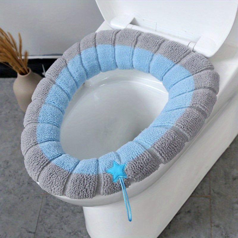 Washable Two-Tone Toilet Seat Cushion - Thickened Winter Comfort, Removable Cover, Medical Grade Material