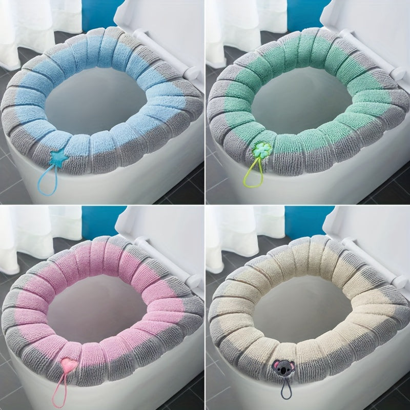 Washable Two-Tone Toilet Seat Cushion - Thickened Winter Comfort, Removable Cover, Medical Grade Material
