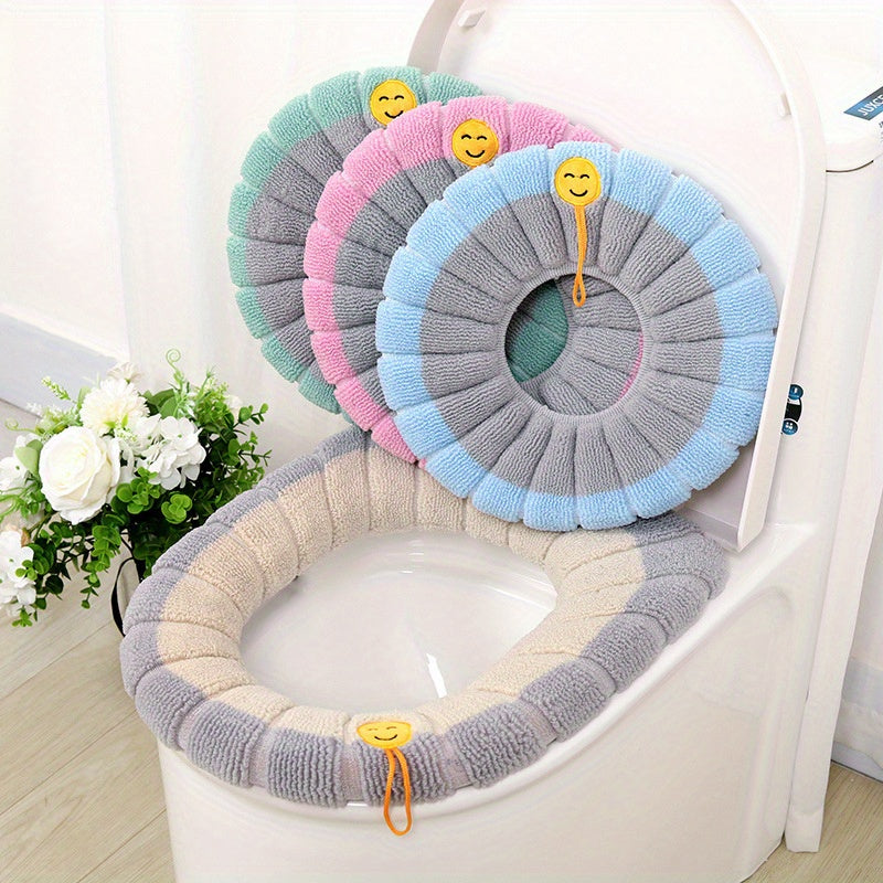 Washable Two-Tone Toilet Seat Cushion - Thickened Winter Comfort, Removable Cover, Medical Grade Material