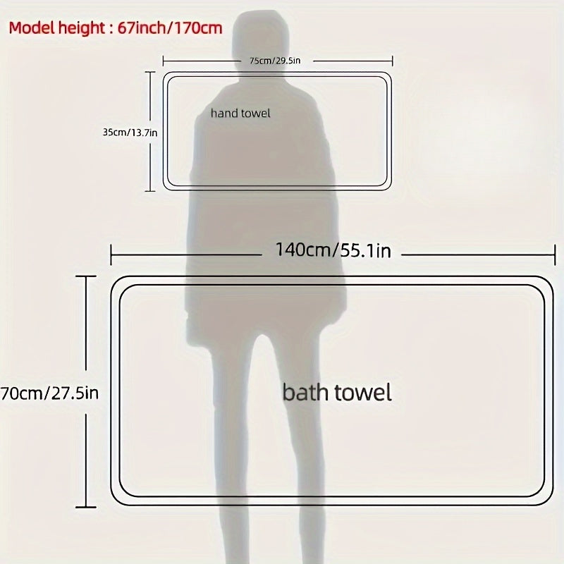 Luxury Striped Towel Set, Includes a Short Hand Towel and a Long Bath Towel - Highly Absorbent, Quick-Drying and Soft, Perfect for Home Use, Hotels, RV Travel, Outdoor Activities, Spas and Salons - Comes with a Bath Towel and a Hand Towel