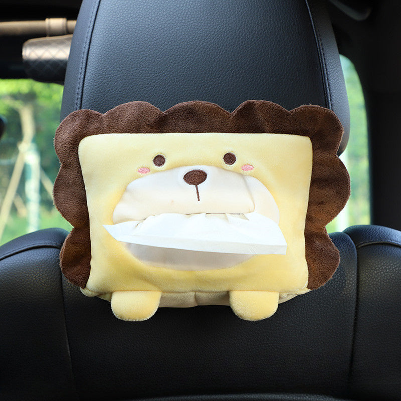 Cute Plush Animal Car Tissue Box Holder - Portable, Multi-Functional Drawer Design For Women'S Vehicles Cute Car Accessories For Women Tissue Box Holder Car