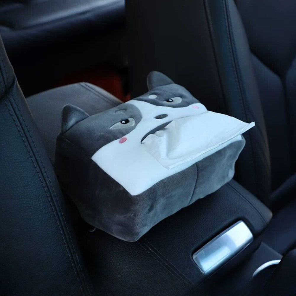 Cute Plush Animal Car Tissue Box Holder - Portable, Multi-Functional Drawer Design For Women'S Vehicles Cute Car Accessories For Women Tissue Box Holder Car