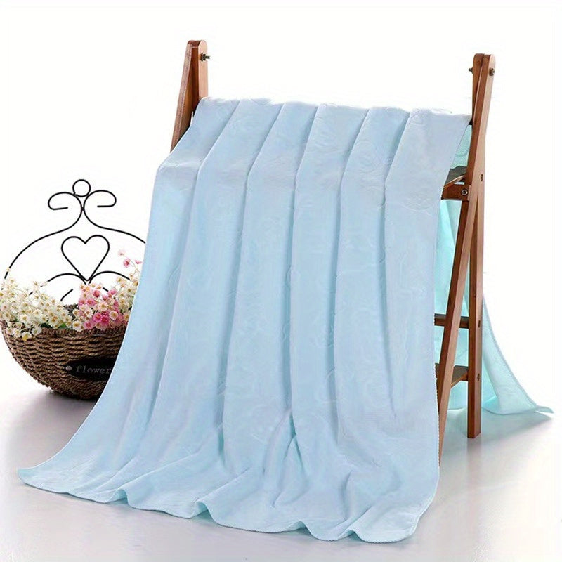 1pc Bear Pattern Microfiber Bath Towel, 200 GSM Thick Soft Absorbent Beach Towel, Quick-Dry Square Bath Accessory