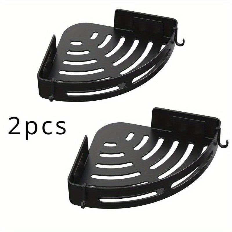2pcs Space-Saving Triangle Corner Shelves - Durable Wall-Mounted Bathroom Organizer for Shampoo, Shower Gel & Cosmetics - Easy Install, Anti-Slip Design, Christmas\u002FHalloween Gift Decoration