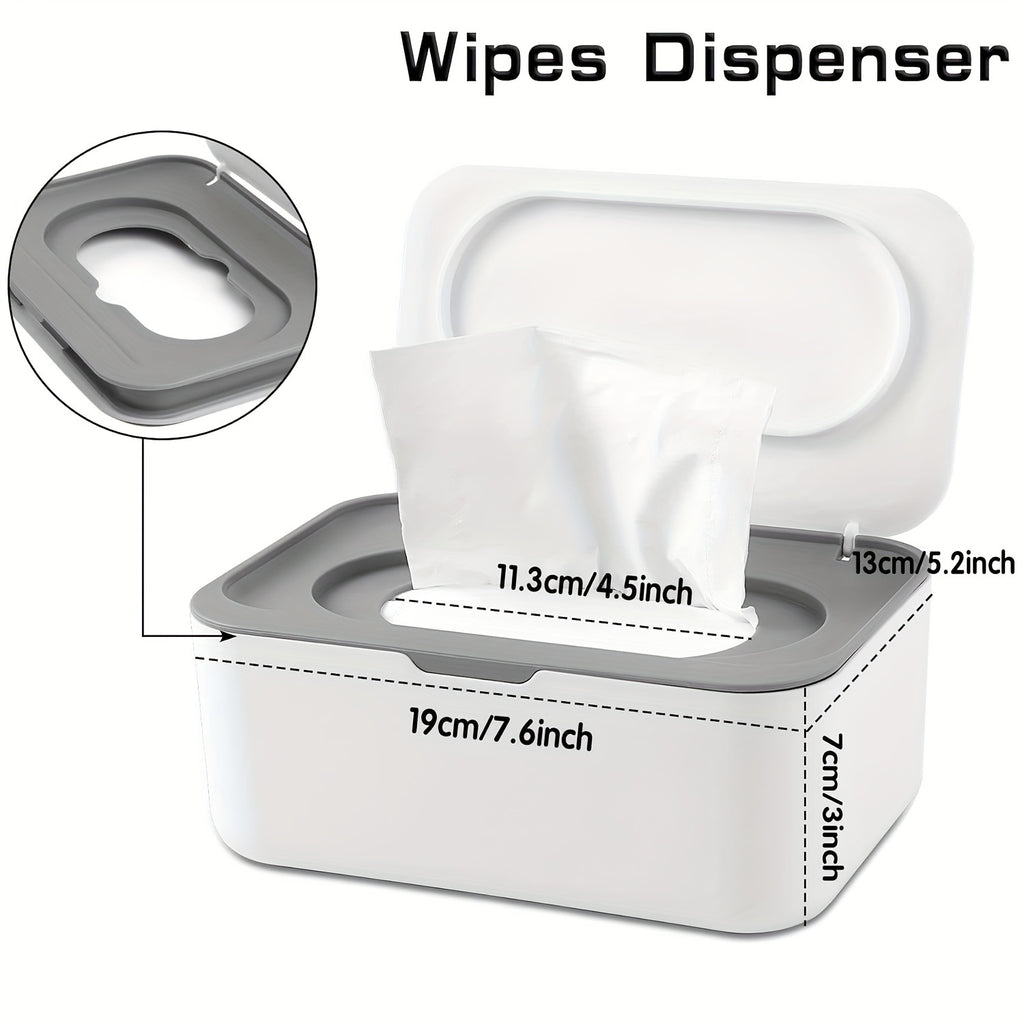 Easy-Tear Tissue Dispenser for Adults 14+, Refillable Wet Wipe Dispenser, Single-Hand Operation, Non-Slip Base, Compatible with Various Tissues, White PP Material