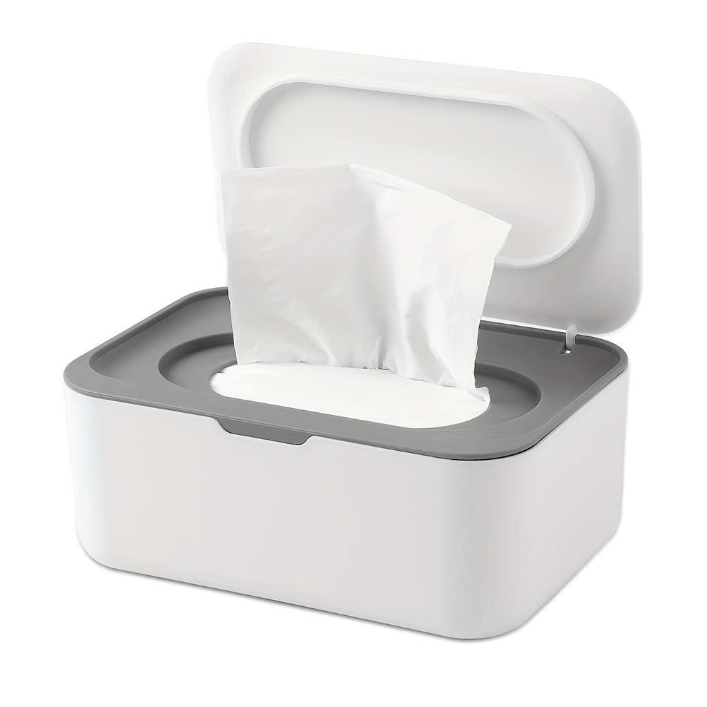 Easy-Tear Tissue Dispenser for Adults 14+, Refillable Wet Wipe Dispenser, Single-Hand Operation, Non-Slip Base, Compatible with Various Tissues, White PP Material