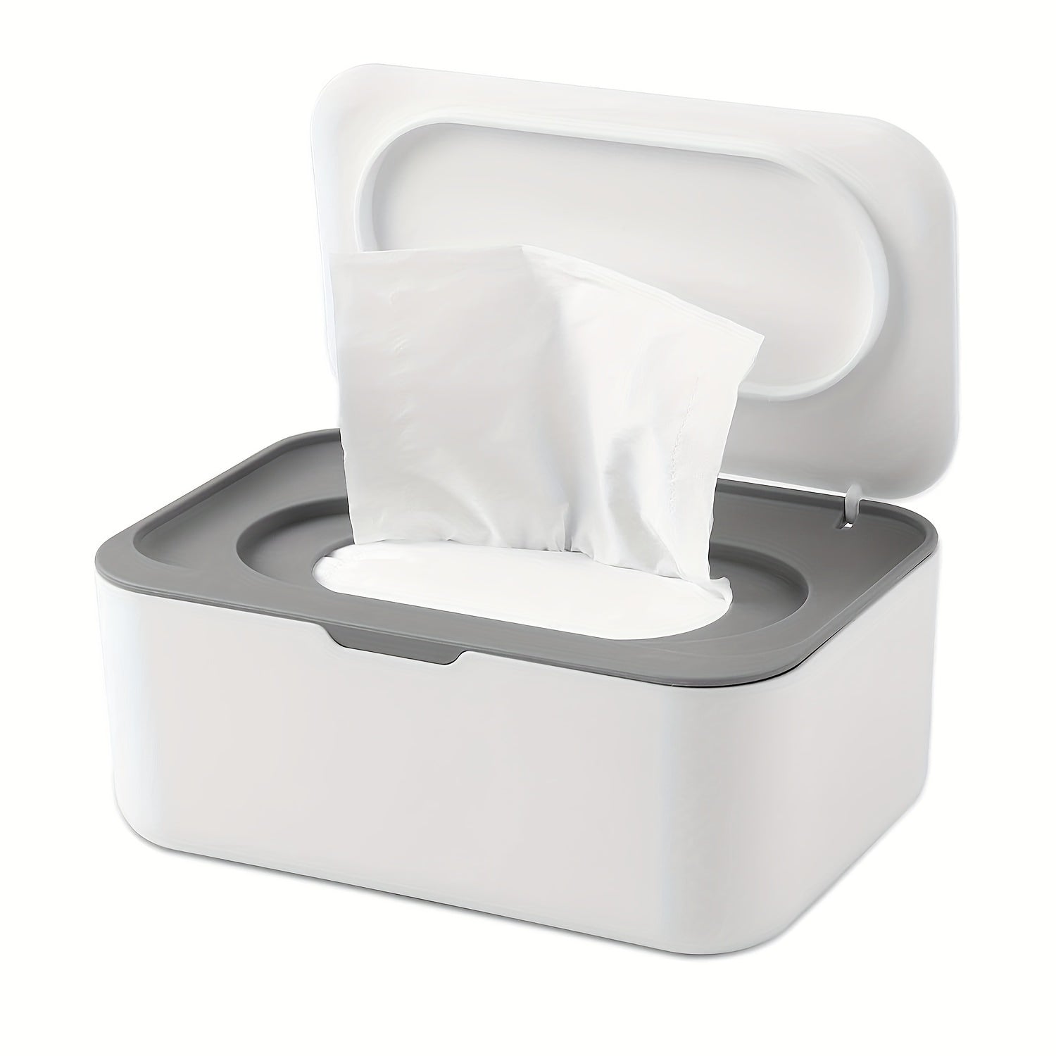 Easy-Tear Tissue Dispenser for Adults 14+, Refillable Wet Wipe Dispenser, Single-Hand Operation, Non-Slip Base, Compatible with Various Tissues, White PP Material