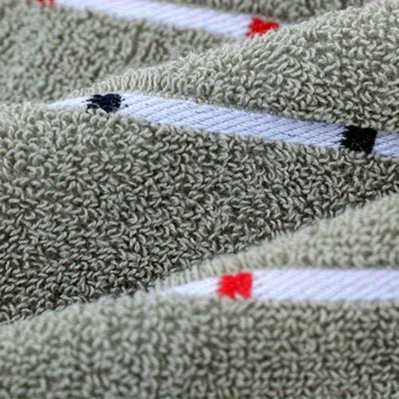 1pc Ultra-Absorbent Thick Towel for Adults - Pink, Blue & Gray Striped Design - Perfect for Face, Sweat, Outdoor & Camping Use - Modern Rectangular Hand or Dry Clean Towel