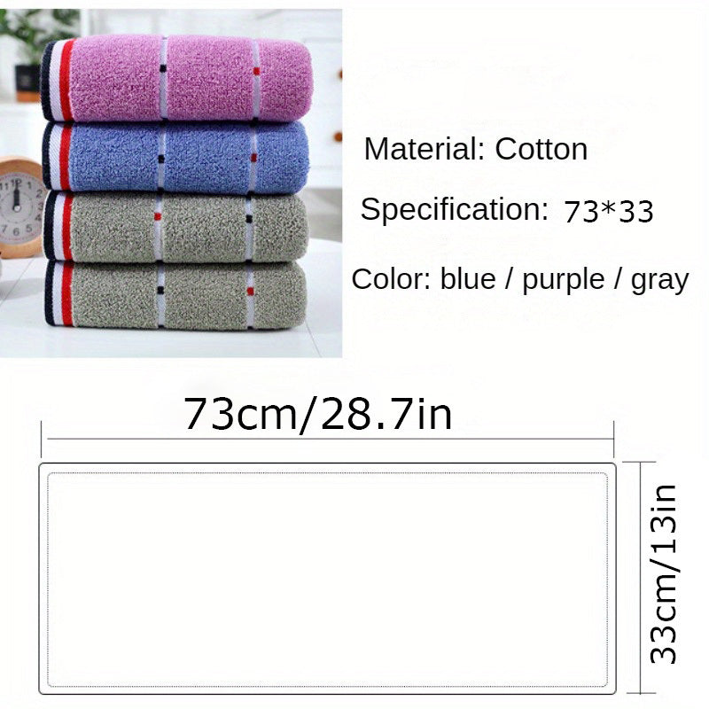 1pc Ultra-Absorbent Thick Towel for Adults - Pink, Blue & Gray Striped Design - Perfect for Face, Sweat, Outdoor & Camping Use - Modern Rectangular Hand or Dry Clean Towel