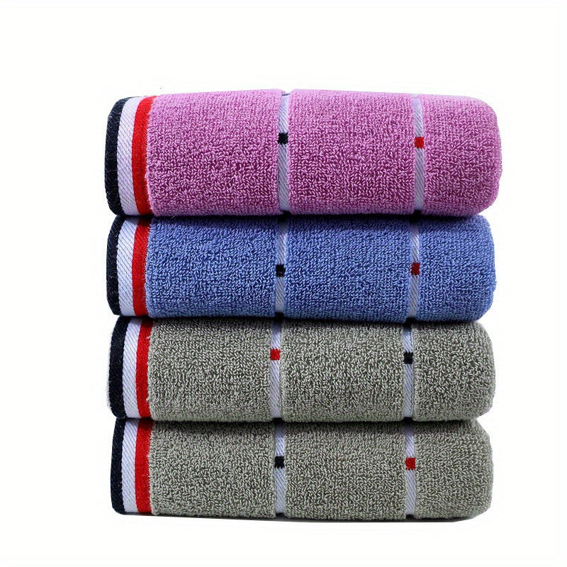 1pc Ultra-Absorbent Thick Towel for Adults - Pink, Blue & Gray Striped Design - Perfect for Face, Sweat, Outdoor & Camping Use - Modern Rectangular Hand or Dry Clean Towel