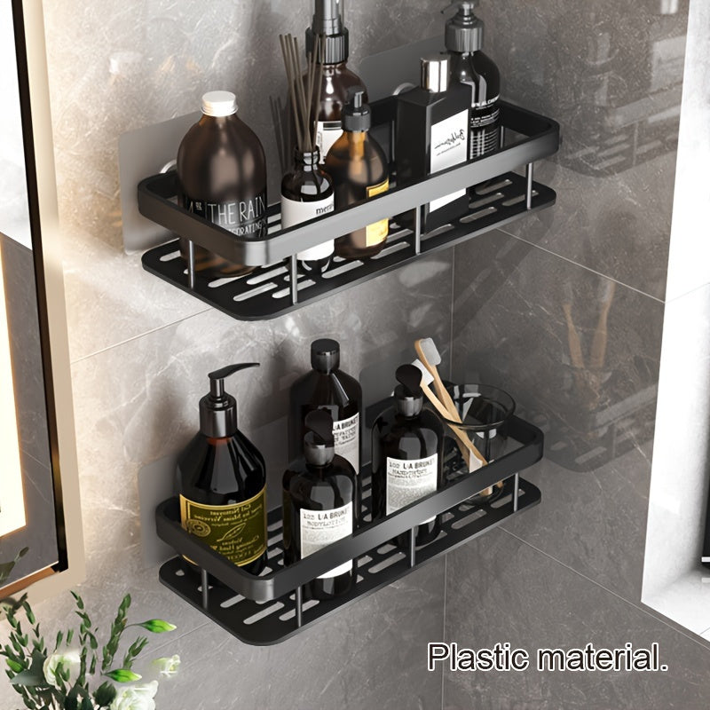 Easy-Install Wall-Mounted Bathroom & Kitchen Storage Shelf - No-Drill, Space-Saving Organizer for Shampoo, Soap, and Accessories, Resin Material, Wall Hanging Shelf, Various Room Types, Bathroom Organizer|Modern Wall Shelf|Durable Wall Shelf