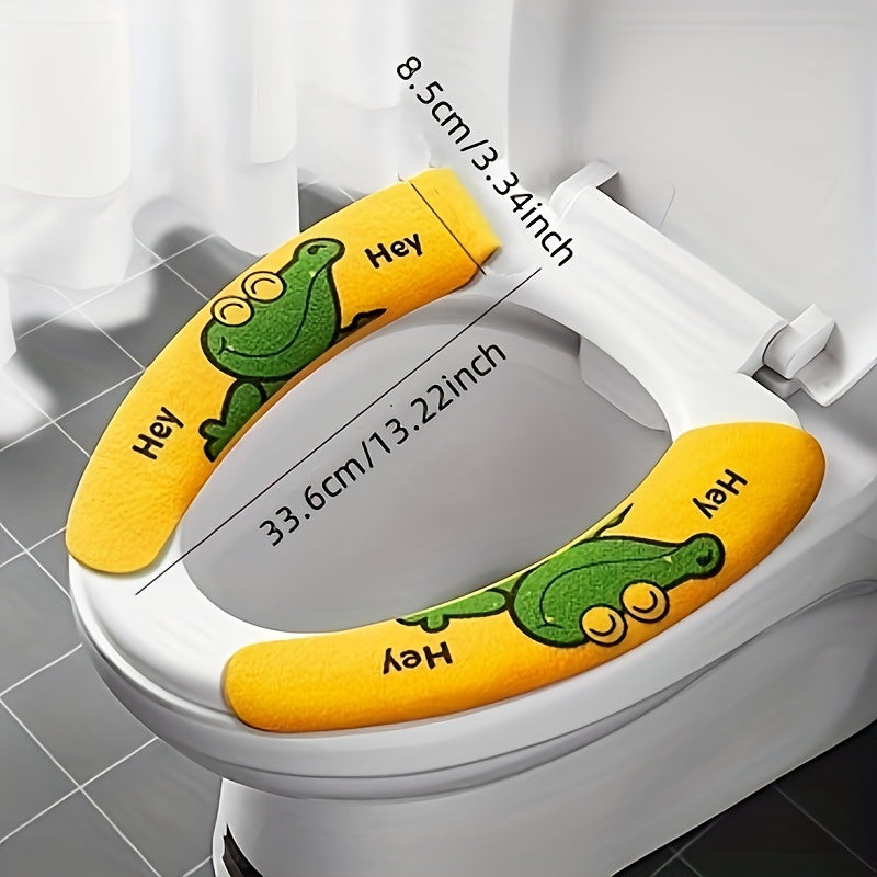 1pc Washable & Reusable Toilet Seat Cover with Cute Cat Design - Easy Stick, No-Lint Fabric Bathroom Cushion Pad, Matte Finish, Half-Round Shape, Bathroom Seat Upgrade|Playful Bathroom Decor|Matte Finish Cover