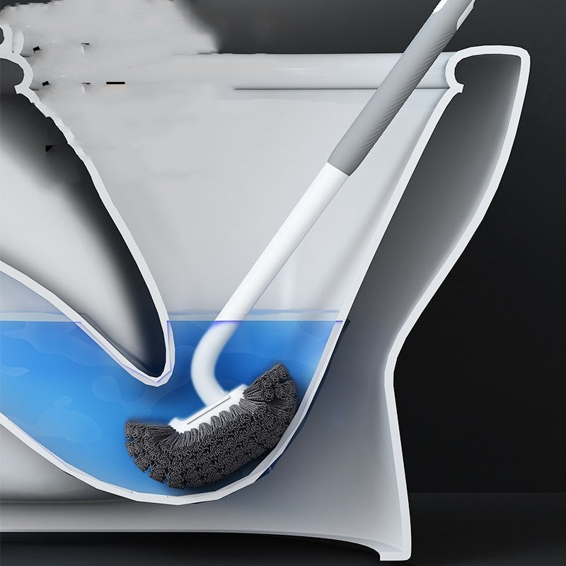 Flexible Long-Handle Toilet Brush with Soft Bristles - No Dead Corner, Wall-Mounted Design for Efficient Bathroom Cleaning