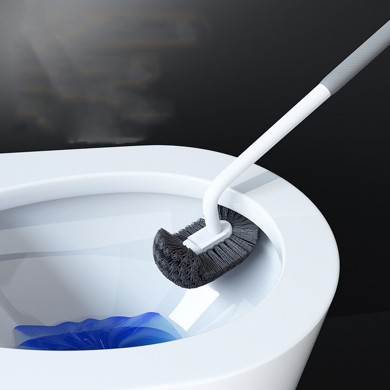 Flexible Long-Handle Toilet Brush with Soft Bristles - No Dead Corner, Wall-Mounted Design for Efficient Bathroom Cleaning