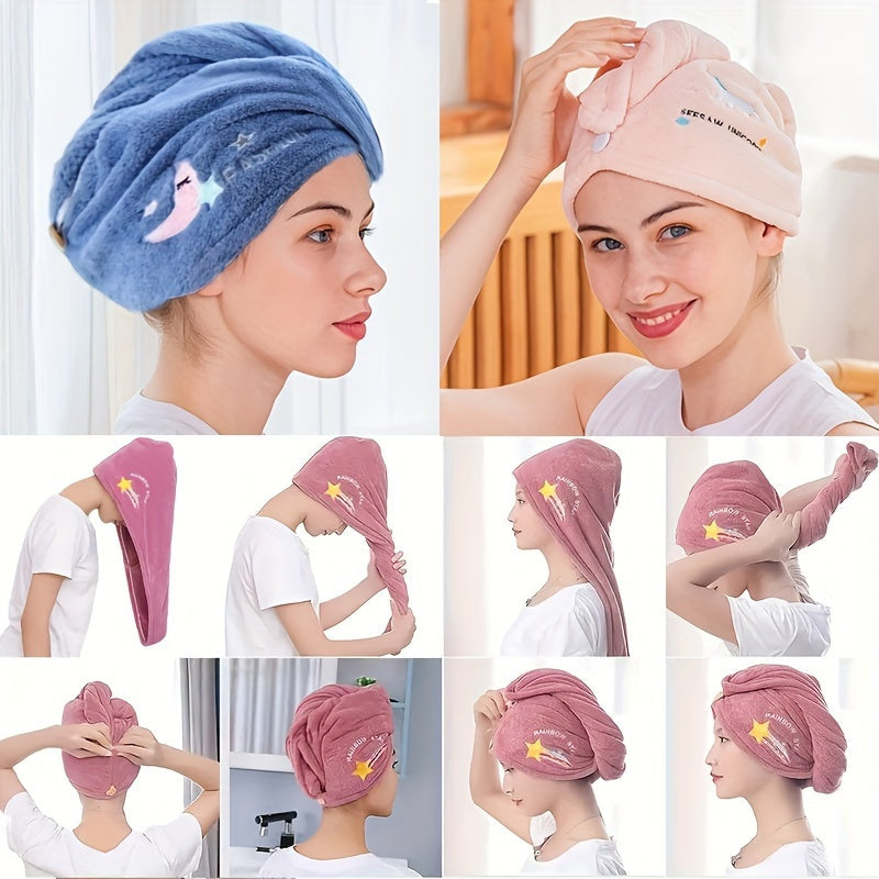1 Ultra-Soft Microfiber Bath Towel - Quick-Dry, Lightweight & Breathable Shower Cap for Women, Coral Fleece Microfiber Towel - Perfect for Wet Hair, Relaxed Texture, Unscented, Lightweight Towel | Vibrant Star Design | Soft Texture Towel, Bath Towel