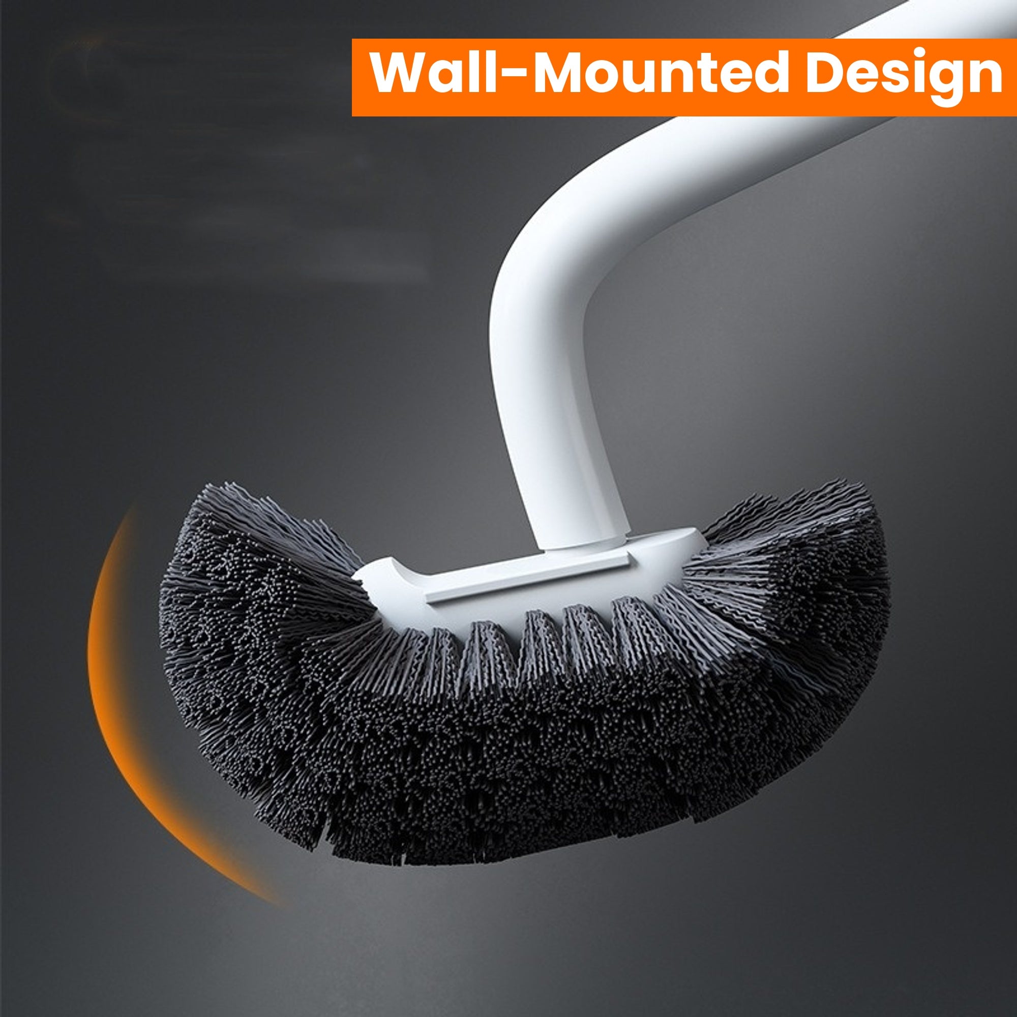 Flexible Long-Handle Toilet Brush with Soft Bristles - No Dead Corner, Wall-Mounted Design for Efficient Bathroom Cleaning