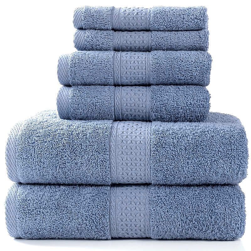 Set of Three Or Six Soft, Absorbent Cotton Towels And Bath Towels.