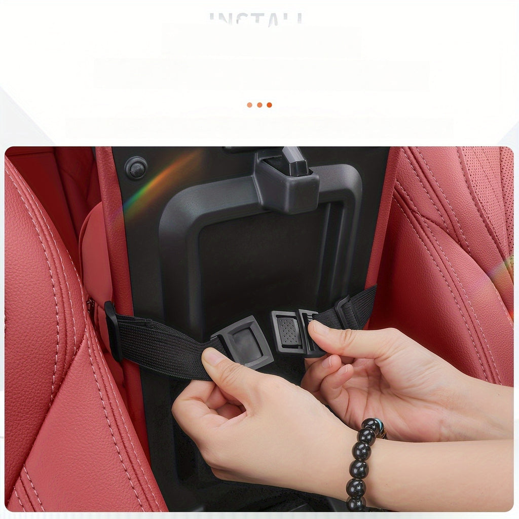 1pc PUPU PU Leather Car Tissue Box Holder, Multi-Functional Storage Organizer for Sun Visor, Seat Back, Armrest - Vehicle Interior Accessory