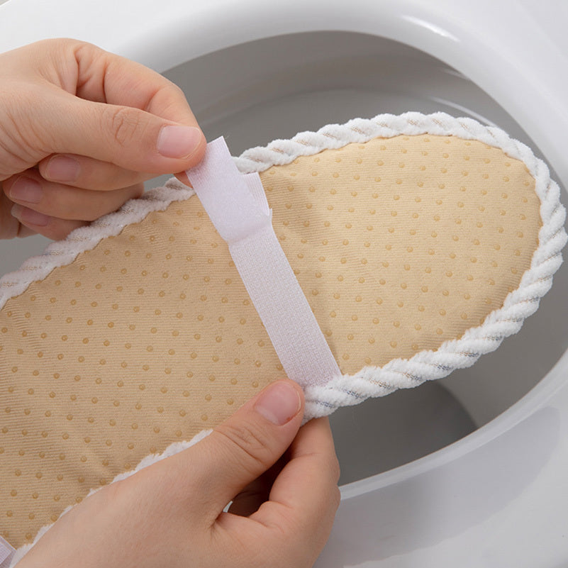 1 Pair Adhesive Toilet Seat Covers with Hexagon Pattern - Soft Cushioned Non-Slip Bathroom Pads, Washable All-Season Comfort for Home Toilet Seat Protection, Hygiene Enhancement, Playful Design, Secure Fit Design