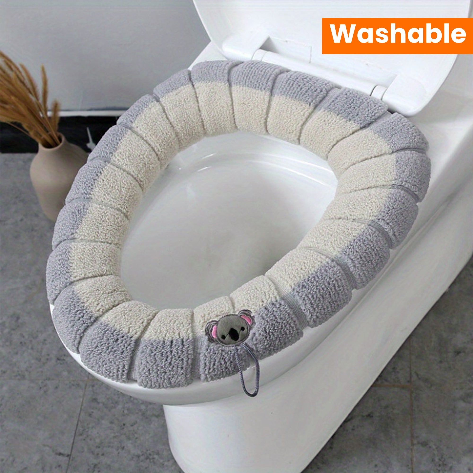 Washable Two-Tone Toilet Seat Cushion - Thickened Winter Comfort, Removable Cover, Medical Grade Material