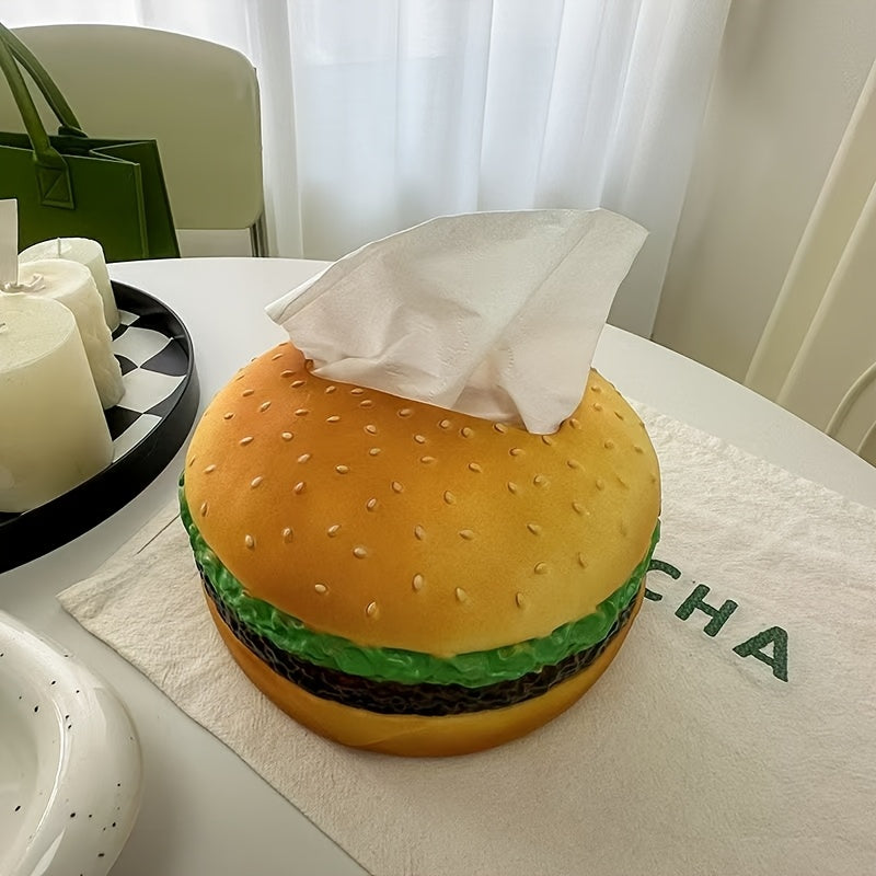 Hamburger Tissue Box Cover - Humorous Decorative Item for Kitchen Counter, Dining Table, Or Living Room | Unique Tissue Paper Holder Gift for Loved Ones