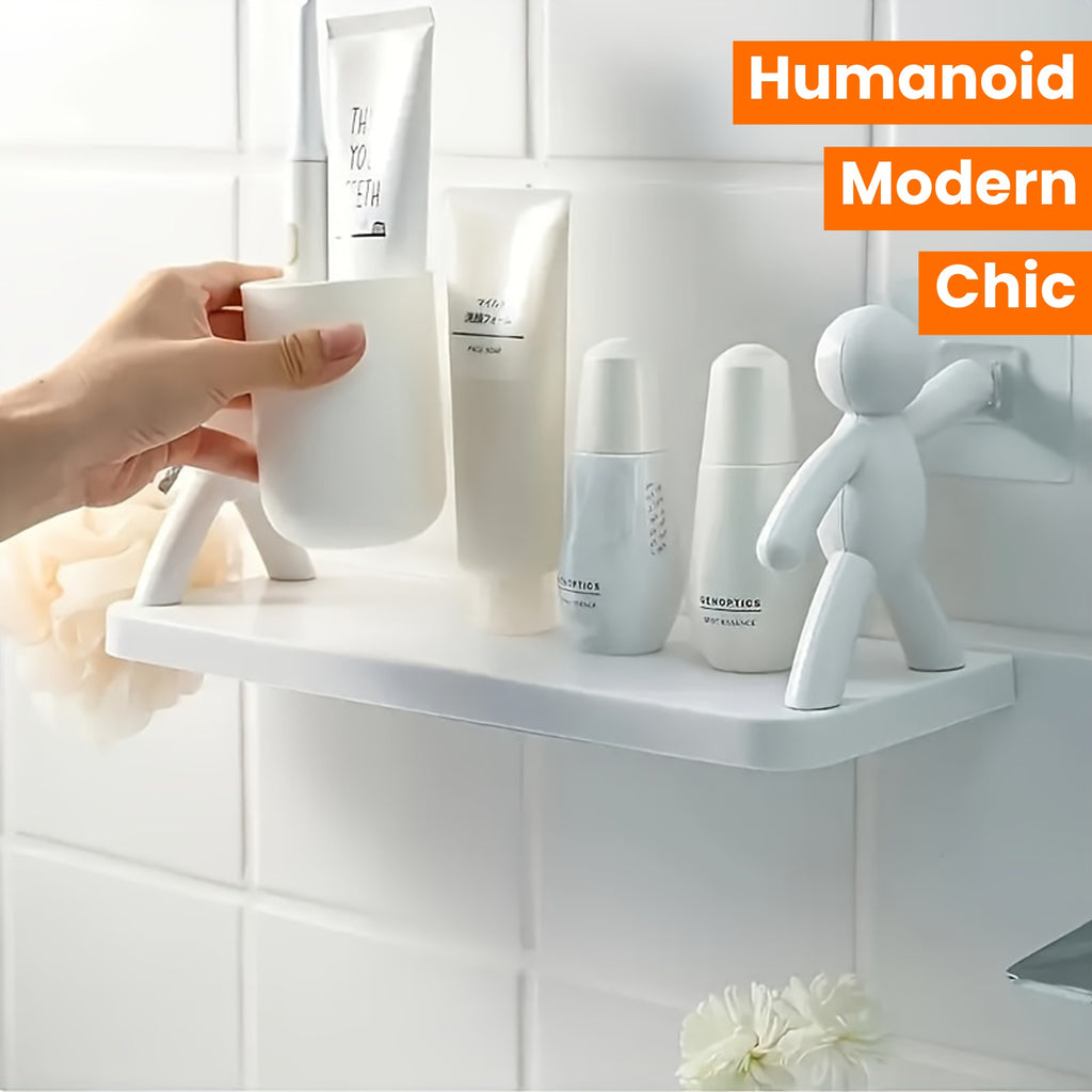 Chic Humanoid Wall-Mounted Storage Shelf - Modern Plastic Organizer for Kitchen & Bathroom
