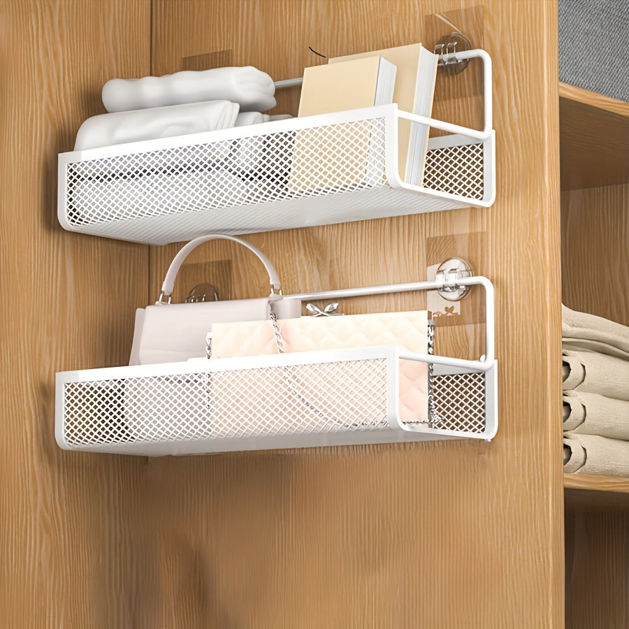 1pc Wall-Mounted Metal Shower Caddy, Lightweight No-Drill Bathroom Organizer Shelf for Shampoo and Soap Storage, Ideal for Kitchen and Bathroom Accessories, Non-Electric, Shower Caddie, Shower Caddies