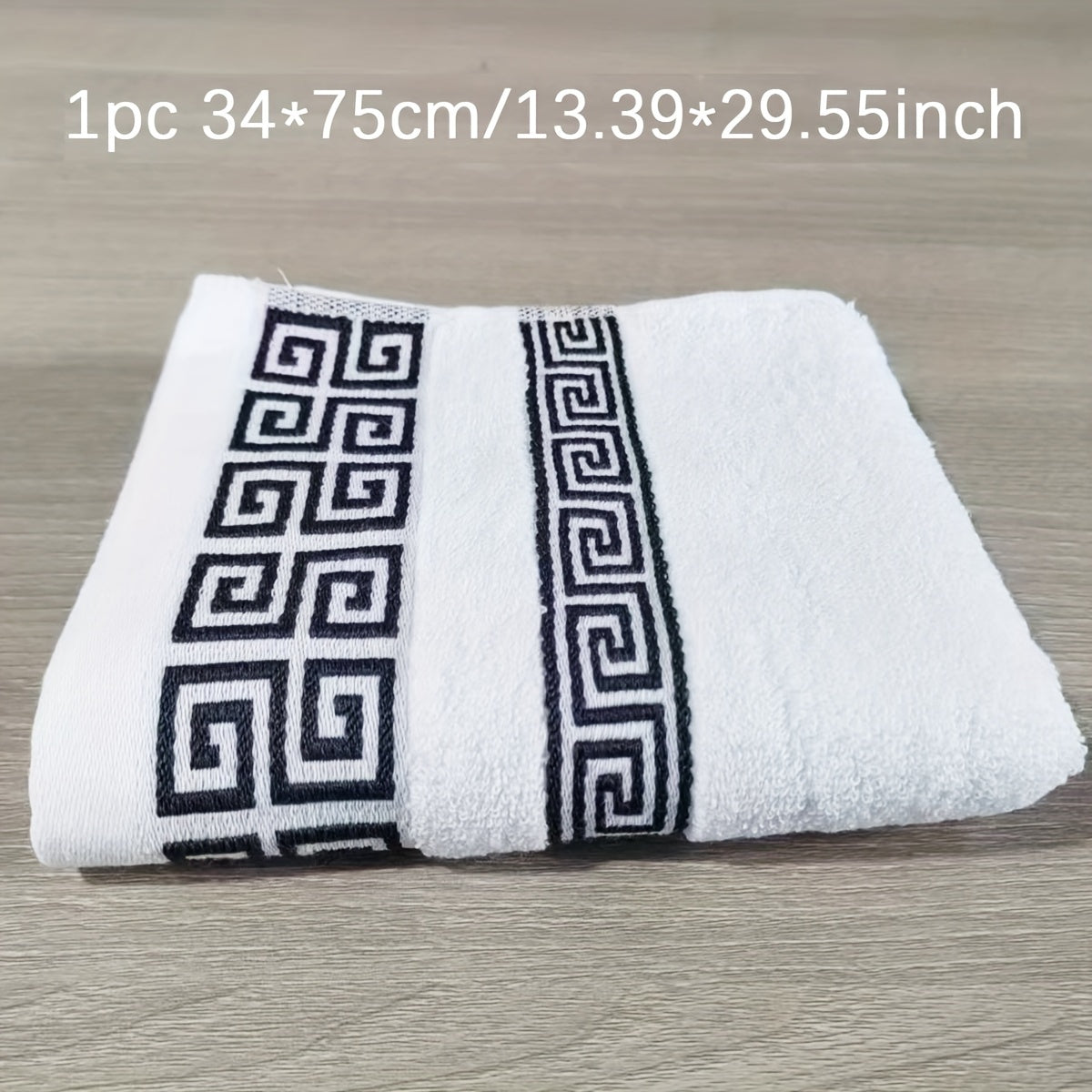 Luxurious Pure Cotton Geometric Pattern Towel - Soft, Absorbent, Quick-Dry for Bath or Face, 13.39x29.53inch or 27.56x55.12inch, Black with Golden Thread, Modern Design, Hand Wash Only, Bath Towels