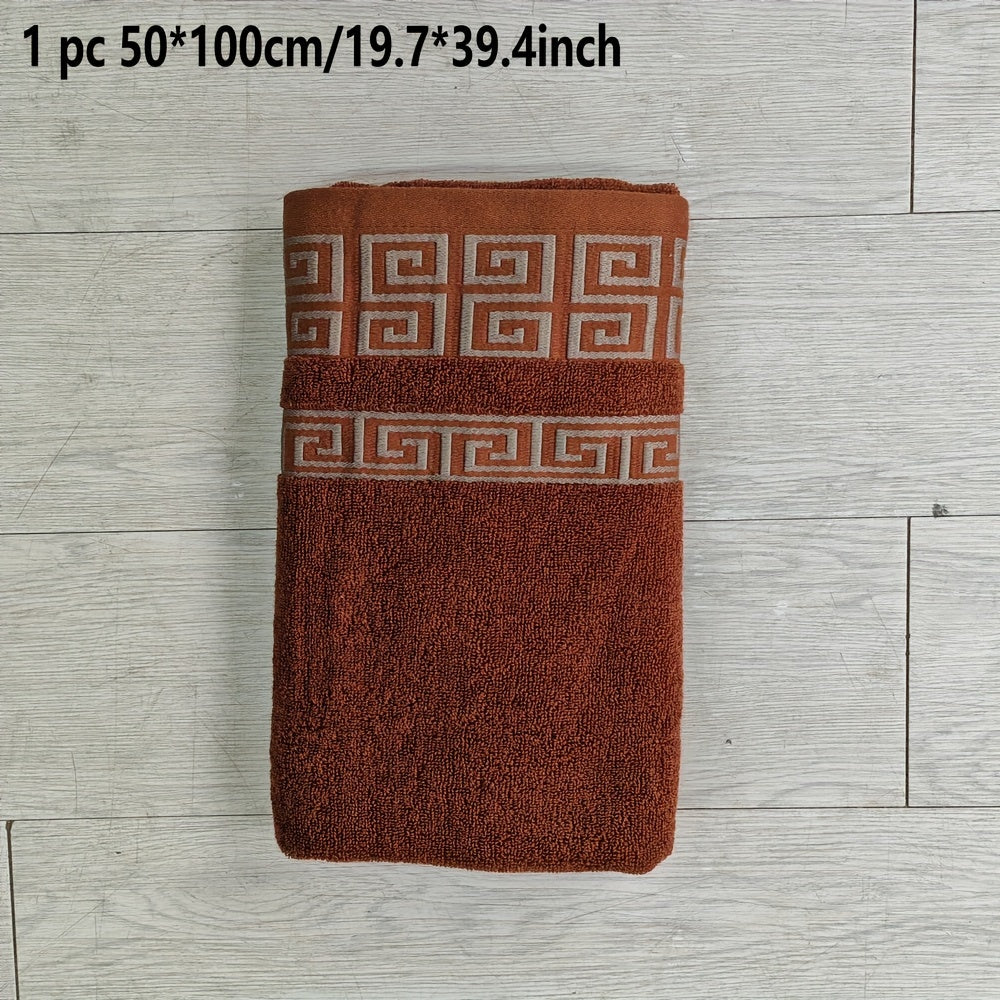 Luxurious Pure Cotton Geometric Pattern Towel - Soft, Absorbent, Quick-Dry for Bath or Face, 13.39x29.53inch or 27.56x55.12inch, Black with Golden Thread, Modern Design, Hand Wash Only, Bath Towels