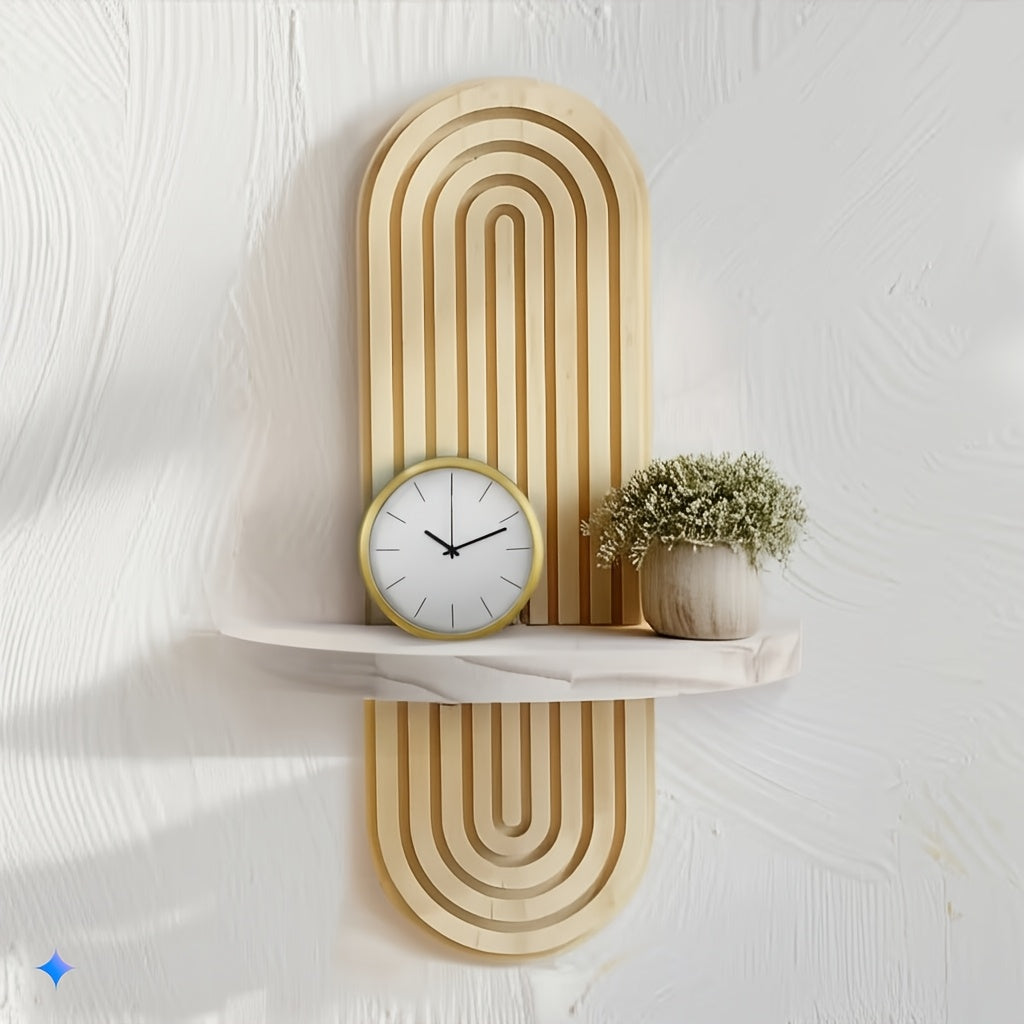 Elegant Wooden Wall Shelves with Geometric Design - Multi-Tier Storage Rack for Living Room, Bedroom, Bathroom, Kitchen, Modern Home Decor, Wall Shelf Decor|Minimalist Shelves|Wooden Construction, Wall Decor Shelves