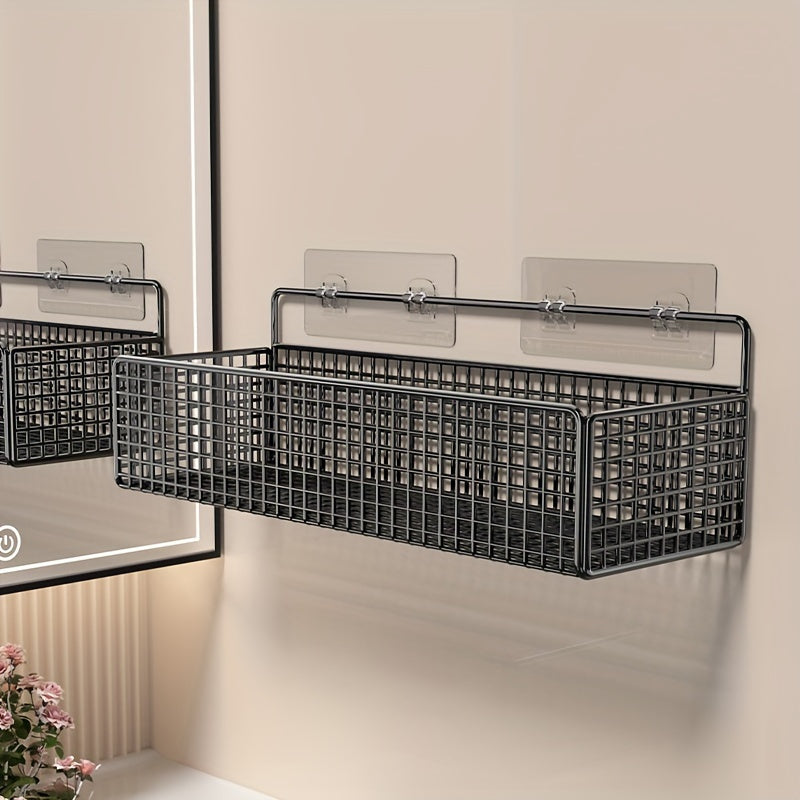 Farmhouse Style Metal Bathroom Wall-Mounted Storage Organizer - No-Drill Installation, Multi-Purpose Shelves for Toiletries, Towels & Bottles, Durable Rustic Decor for Bathroom Organization, Bathroom Organizers And Storage