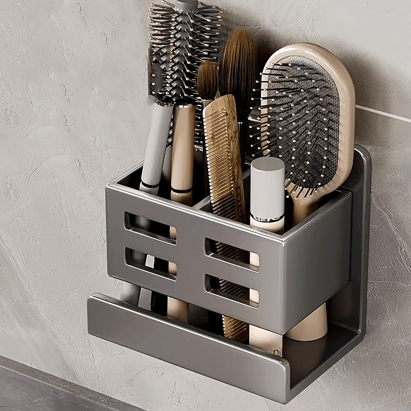 Perforated Plastic Wall-Mounted Cosmetic Storage Rack: Large Capacity, Easy Installation, No Punching, Suitable for Bathroom Use