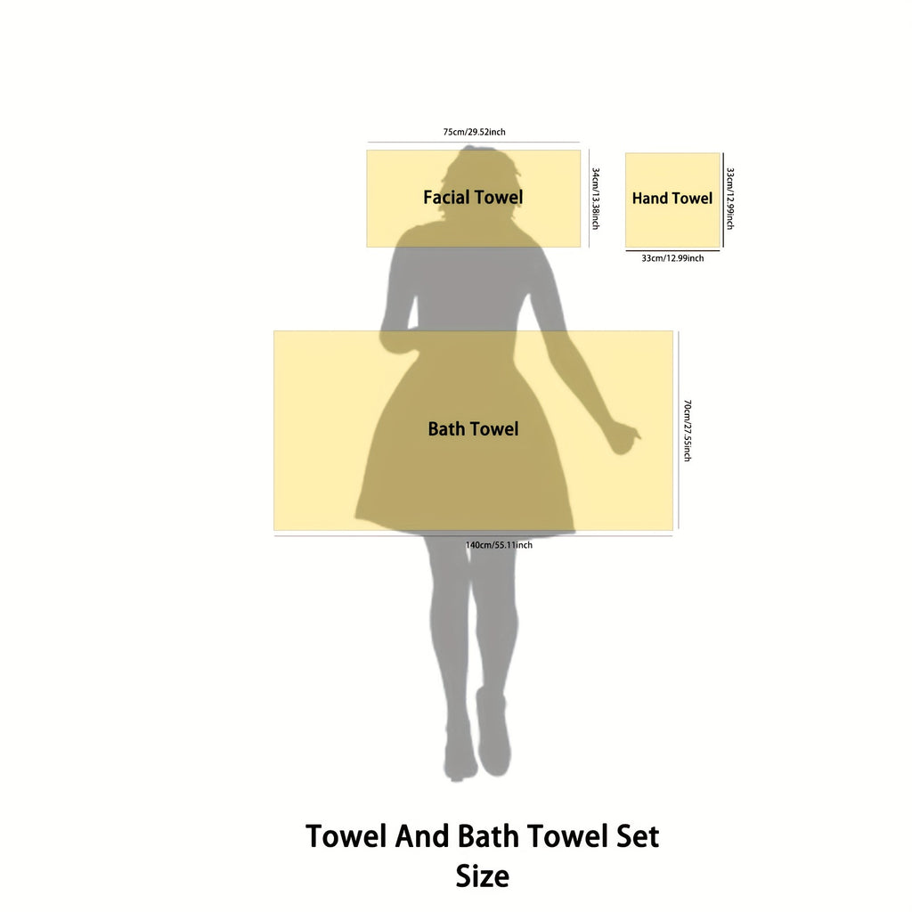 Set of Three Or Six Soft, Absorbent Cotton Towels And Bath Towels.