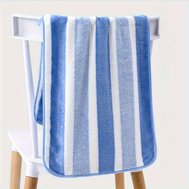 1pc Modern Striped Polyester Blend Bath Towel - Absorbent, Soft & Plush, Perfect for Beach, Bathroom & Home Decor, Ideal Father'S Day & Mother'S Day Gift, Bathroom Towel | Modern Bathroom Decor | Polyester Blend
